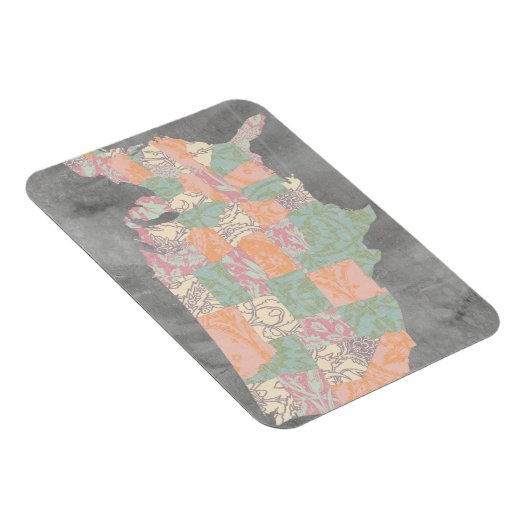 Floral Pattern States Map Magneet (Rechterzijde)