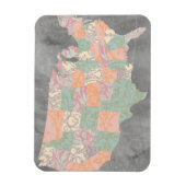 Floral Pattern States Map Magneet (Verticaal)