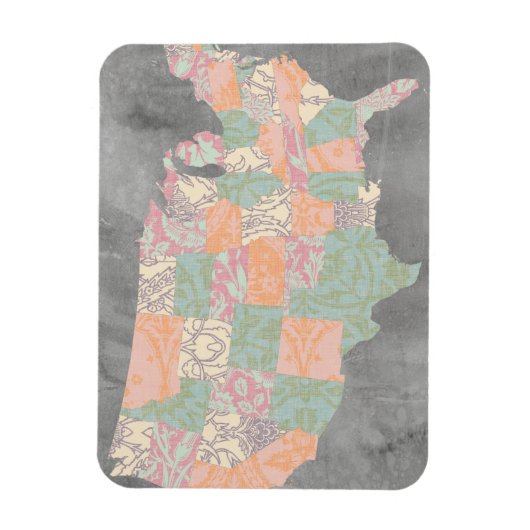 Floral Pattern States Map Magneet (Verticaal)