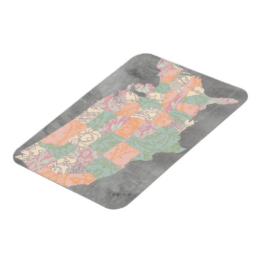 Floral Pattern States Map Magneet (Linkerzijde)