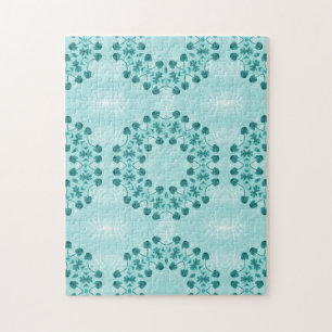 Floral Pattern, Teal Blue Legpuzzel