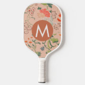  Floral Pattern Terracotta Monogram Pickleball Paddle (Achterkant)