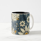Floral Pattern Tweekleurige Koffiemok (Voorkant rechts)