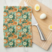 Floral Pattern uit de jaren zeventig Theedoek (Quarter Fold)