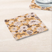 Floral Pattern Vierkante Kartonnen Onderzetter (Schuin)