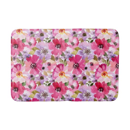Floral Pattern-Waterverf Badmat (Voorkant)