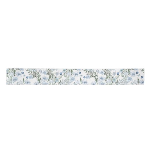 Floral Pattern Waterverf Blue White Butterfly Lint (Voorkant)