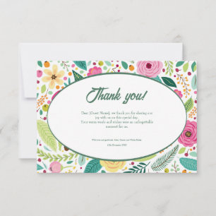 Floral Pattern Waterverf Bruiloft Dank u kaart