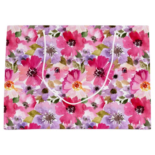 Floral Pattern-Waterverf Groot Cadeauzakje (Voorkant)