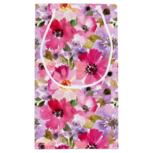 Floral Pattern-Waterverf Klein Cadeauzakje (Achterkant)