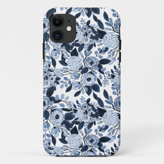 Floral Pattern Waterverf Navy Pastel Blue Case-Mate iPhone Case (Achterkant)