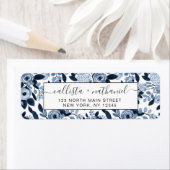 Floral Pattern Waterverf Navy Pastel Blue Etiket (Insitu)