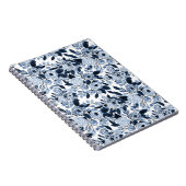 Floral Pattern Waterverf Navy Pastel Blue Notitieboek (Rechterzijde)