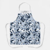 Floral Pattern Waterverf Navy Pastel Blue Schort (Voorkant)