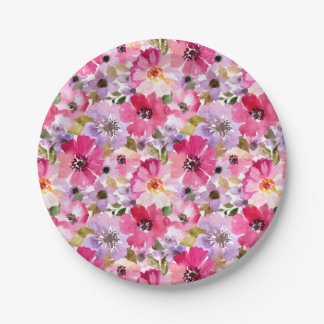 Floral Pattern-Waterverf Papieren Bordje