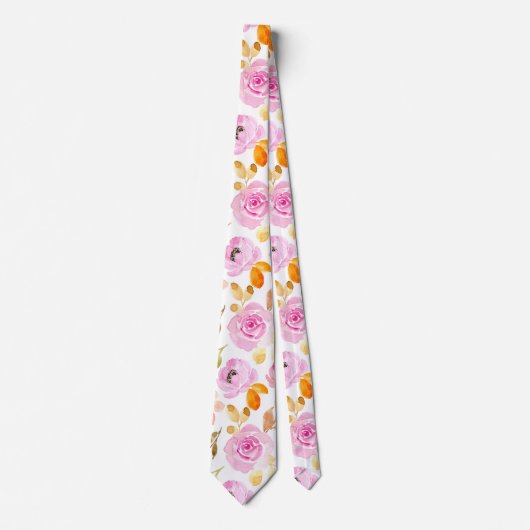 Floral Pattern Waterverf Stropdas (Voorkant)