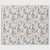 Floral Pattern Waterverf White Leaves Cadeaupapier (Vlak)