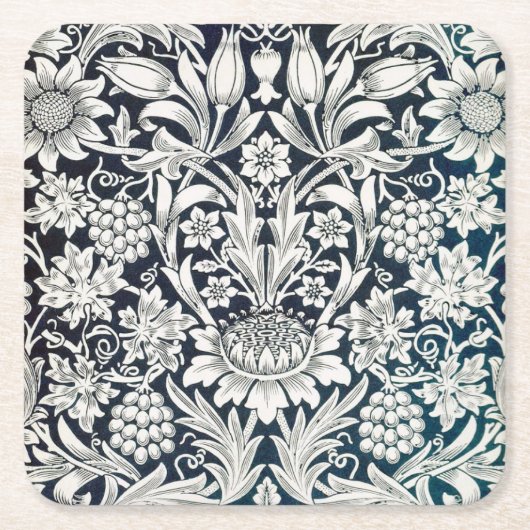 Floral Pattern, William Morris Vierkante Kartonnen Onderzetter (Voorkant)