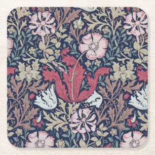  Floral Pattern, William Morris Vierkante Kartonnen Onderzetter