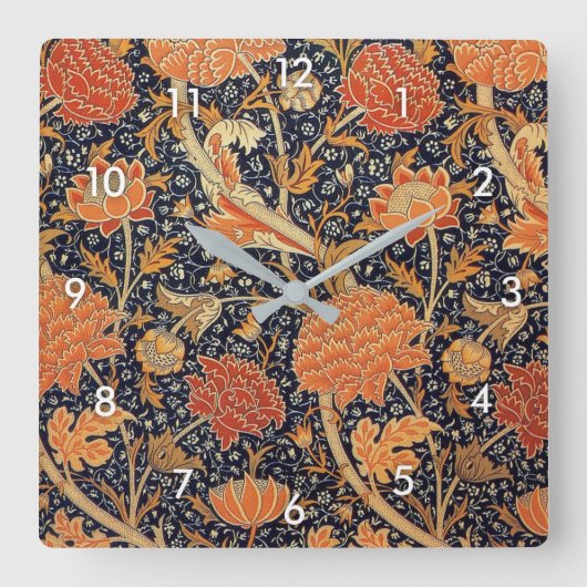  Floral Pattern, William Morris Vierkante Klok (Voorkant)