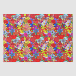 Floral Pattern Yellow Blue Paars Green Red Tissuepapier