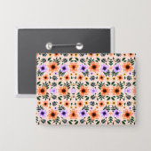 Floral-patterned envelope with vibrant orange  button (Voorkant / Achterkant)