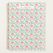 Floral patterned planner in pink and orange (Devant)