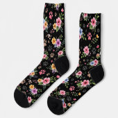 Floral & Paw Print Pattern Socks – Cute Pastel Pet Sokken (Links)