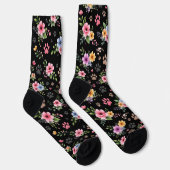 Floral & Paw Print Pattern Socks – Cute Pastel Pet Sokken (Rechts)