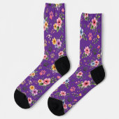 Floral & Paw Print Pattern Socks – Cute Pastel Pet Sokken (Links)