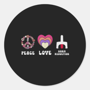 Floral Peace Love Harm Reduction Overdosis Awarene Ronde Sticker
