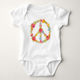Floral Peace Sign Hippie Romper