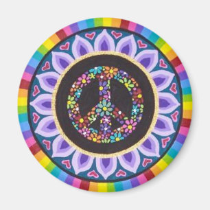Floral peace sign magnet van Soozie Wray Magneet