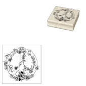 Floral Peace Sign Rubberstempel (Gestempeld)