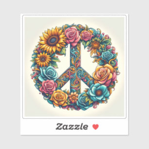 Floral Peace Symbol Design viert harmonie Sticker