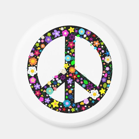 Floral Peace Symbol Magneet (Voorkant)