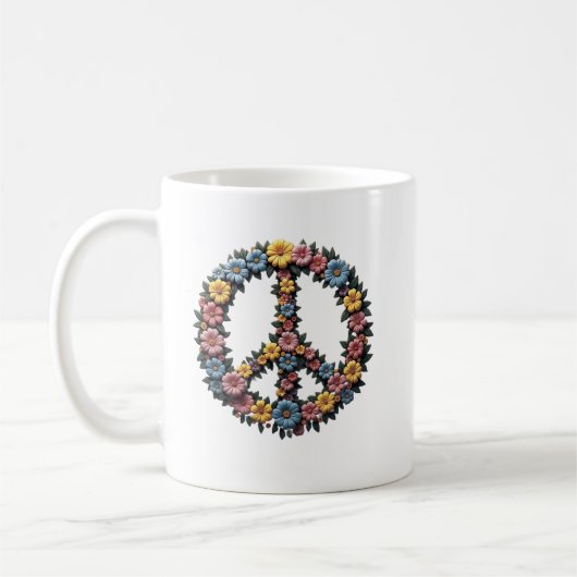 Floral Peace Symbol Mug (Gauche)