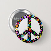 Floral Peace Symbol Ronde Button 5,7 Cm (Voorkant /achterkant)