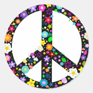 Floral Peace Symbol Ronde Sticker