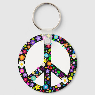 Floral Peace Symbol Sleutelhanger
