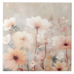 Floral Peach Beige Flowers Design 328 Tegeltje