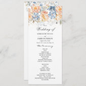 Floral Peach Blush Blue bruiloft programma (Voorkant / Achterkant)