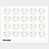 Floral Peach Blush Blue Dank u Ronde Sticker (Vel)