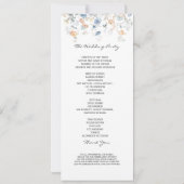 Floral Peach Blush Blue Wedding Programme (Dos)