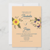 Floral Peach Fuzz bruiloft uitnodiging (Voorkant)