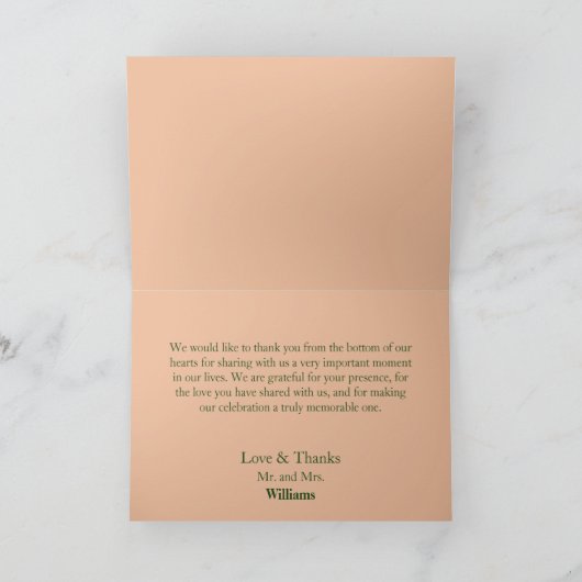 Floral Peach Handfasting Morning Glory Bedankkaart (Binnen)