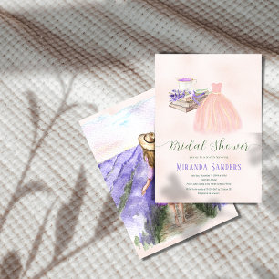 Floral Peach Lavender Dress Book Tea Brunch Bridal Kaart