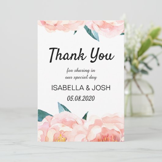 Floral Peach Peony Bedankt voor je kaarten (Staand voorkant)