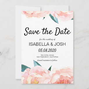 Floral Peach Pink Peony Bewaar de datum Save The Date