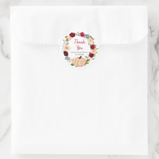 Floral Peach Pumpkin Vrijgezellenfeest Bedankt Ronde Sticker (Tas)